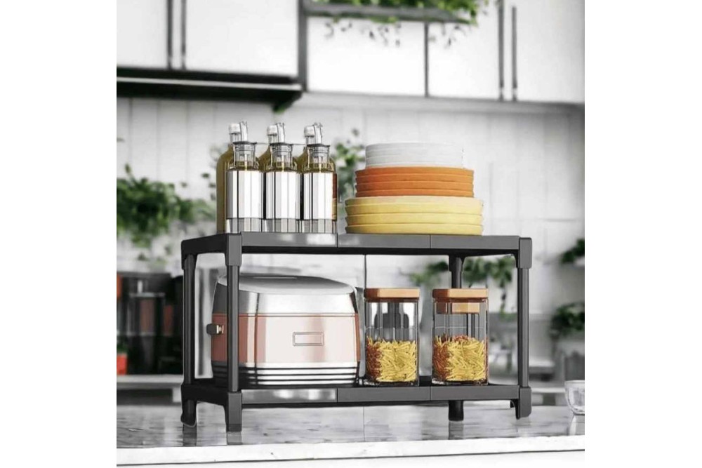 Ραφιέρα πλαστική 2 θέσεων Black Ραφιέρα πλαστική 2 θέσεων Black