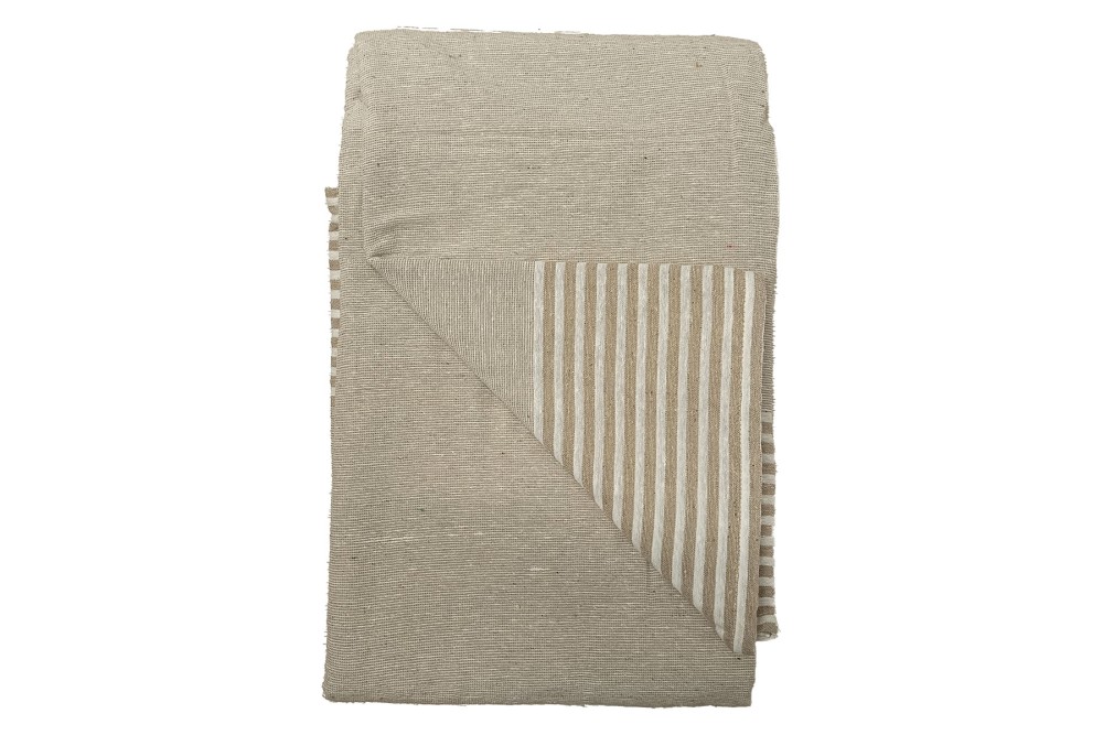 Ριχτάρι με Φάσα Ριγέ Τριθέσιο Beige 180x280cm