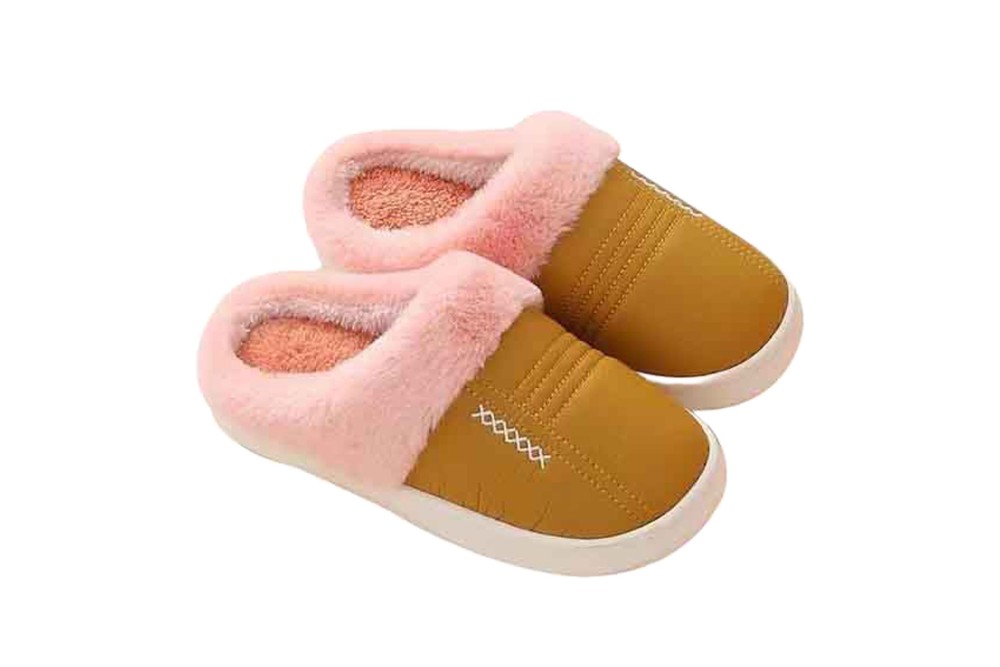 Παντόφλες Γυναικείες Δερματίνη Γούνα Μουσταρδί Παντόφλες Γυναικείες Δερματίνη Γούνα Μουσταρδί