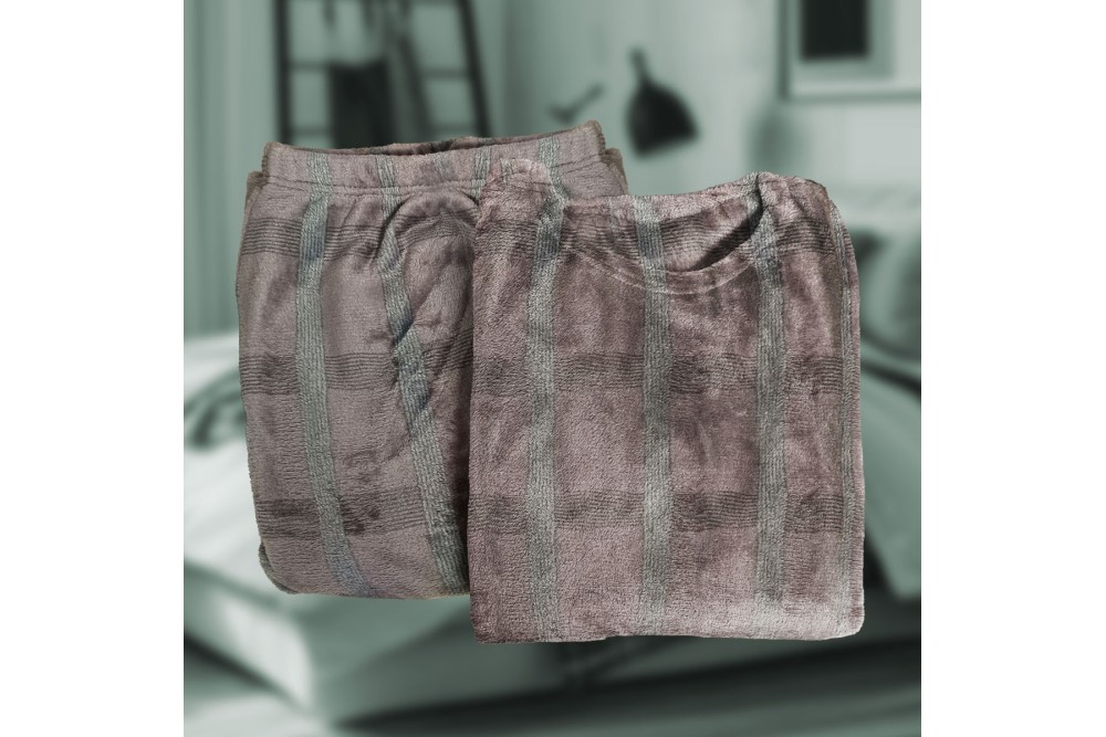 Πυτζάμα Ανδρική Καρό Μπλούζα - Καρό Παντελόνι Grey Medium