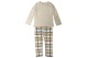 Πυτζάμα Γυναικεία Βελούδινη Μπεζ Μπλούζα - Καρό Παντελόνι Large