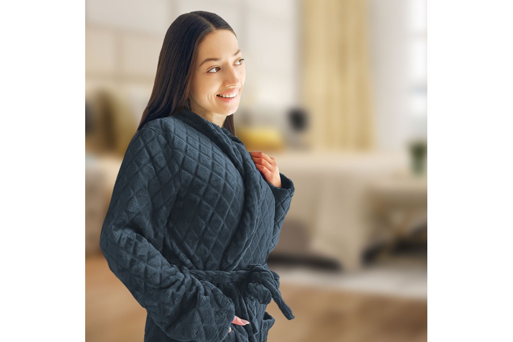 Ρόμπα Diamond Flannel Ανδρική / Γυναικεία 200gsm Μπλε Large