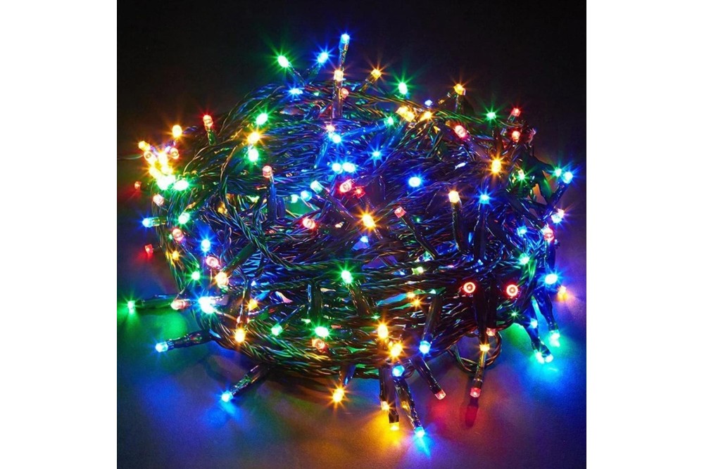 180 φωτάκια ''LED'' 12 μέτρα, πρόγραμμα πράσινο καλώδιο πολύχρωμα λαμπάκια