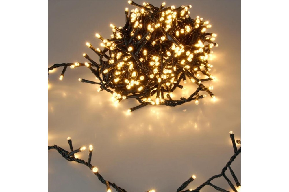 180 φωτάκια ''LED'' 12 μέτρα, πρόγραμμα πράσινο καλώδιο θερμό λευκό λαμπάκι