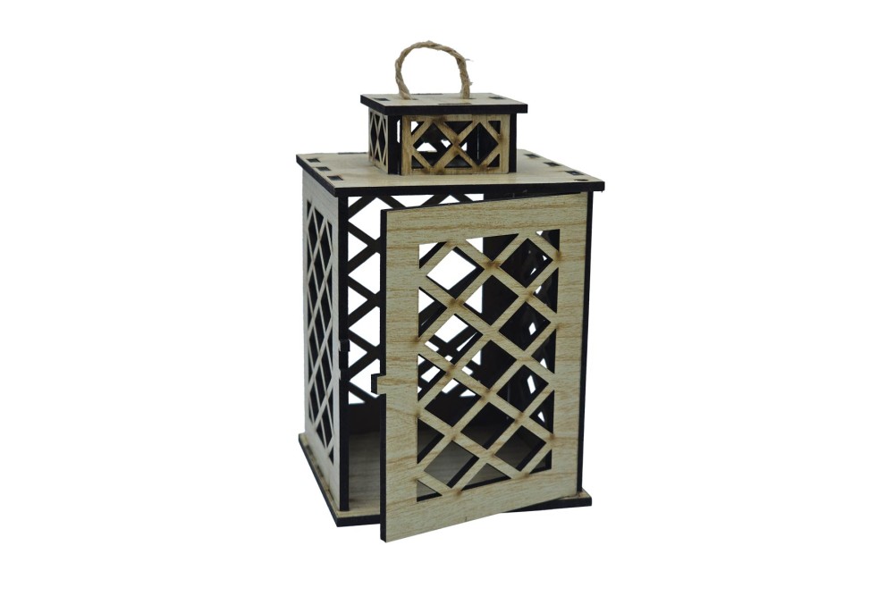 Φανάρι ξύλινο φυσικό 11,5x7,5cm