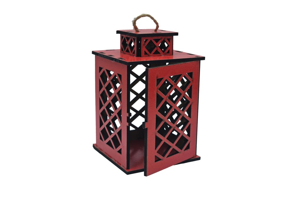 Φανάρι ξύλινο Κόκκινο 11,5x7,5cm