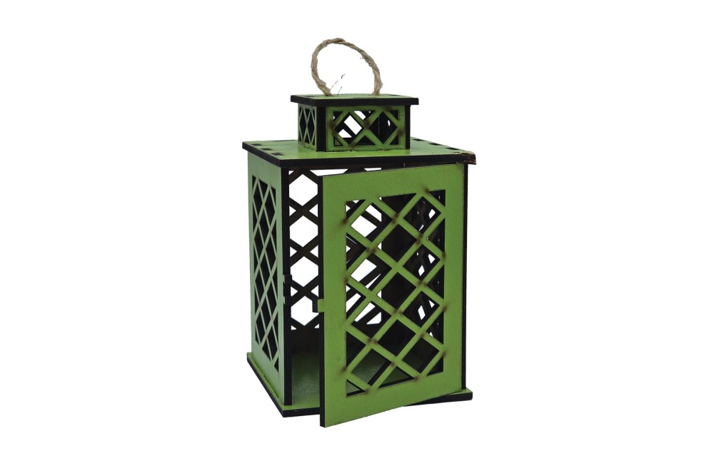 Φανάρι ξύλινο Πράσινο 11,5x7,5cm