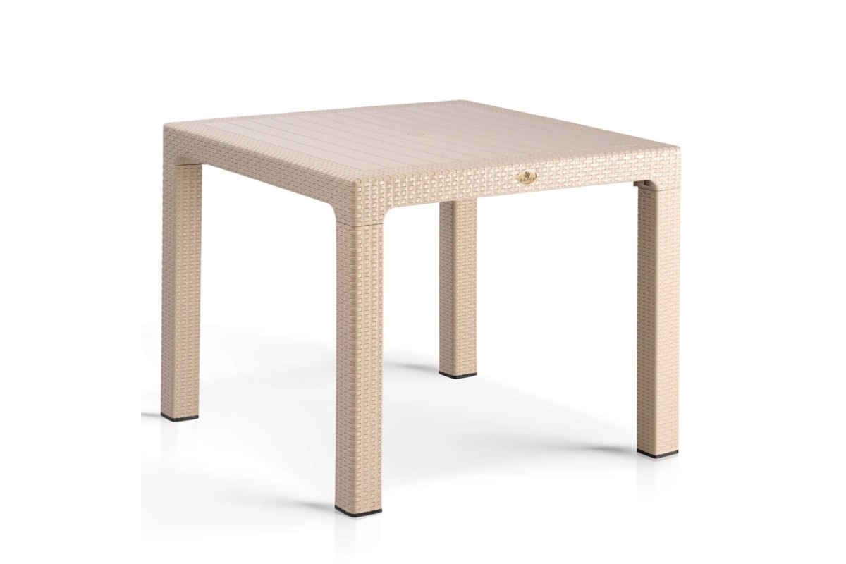 ΤΡΑΠΕΖΙ ΠΛΑΣΤΙΚΟ RATTAN 90X90 ΕΚ ΕΝΙΣΧΥΜΕΝΟ CAPPUCCINO