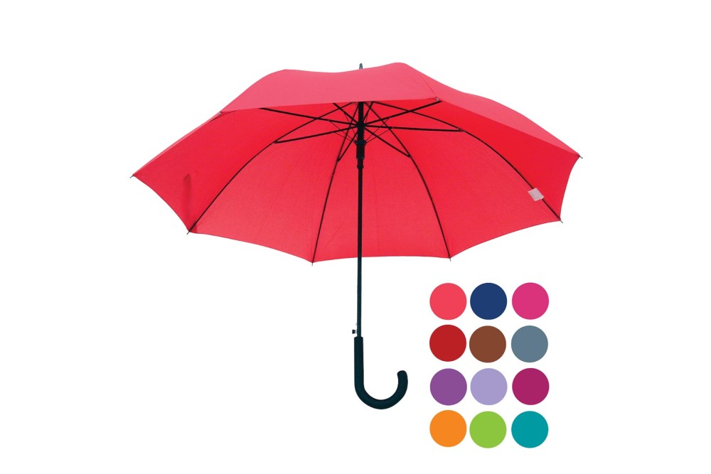 Ομπρέλα Βροχής Αυτόματη με Μπαστούνι Μονόχρωμη Αντιανεμική 60cm