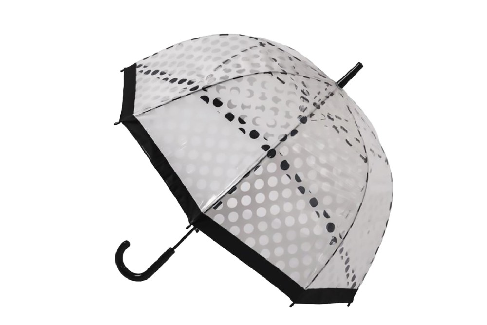 Ομπρέλα Βροχής Αυτόματη με Μπαστούνι Διάφανη Πουά Μαύρο 58,5cm Ομπρέλα Βροχής Αυτόματη με Μπαστούνι Διάφανη Πουά Μαύρο 58,5cm