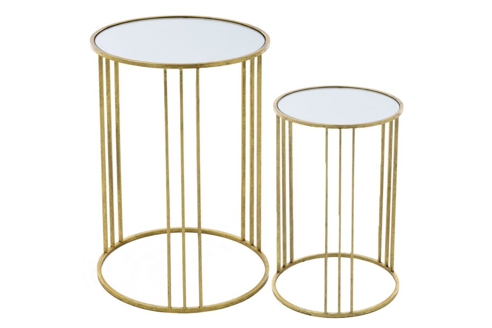  ΣΕΤ 2 ΧΡΥΣΟ ΜΕΤΑΛΛΙΚΟ ΤΡΑΠΕΖΙ Φ40Χ59 Φ34Χ54 ΕΚ ΜΕ ΕΠΙΦΑΝΕΙΑ ΚΑΘΡΕΦΤΗ