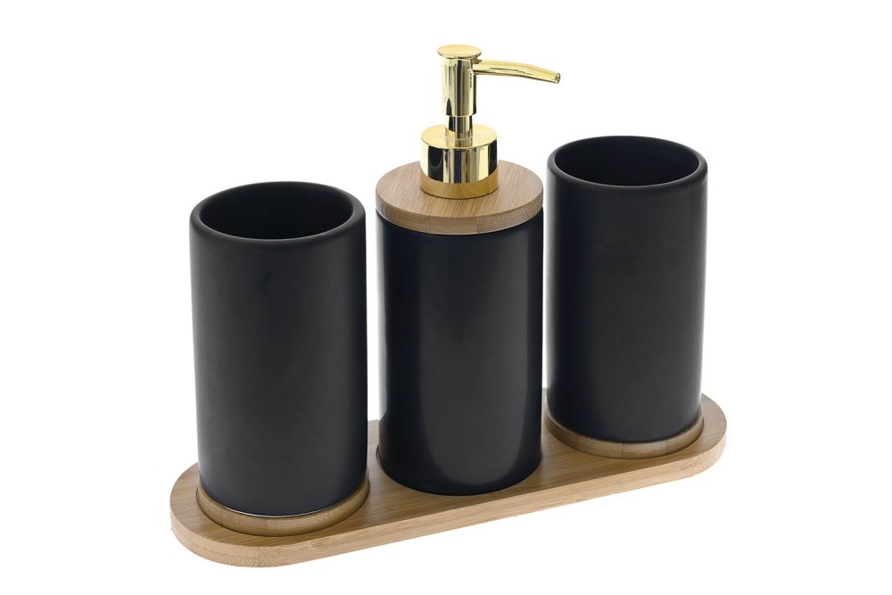 ΜΑΥΡΟ ΚΕΡΑΜΙΚΟ ΑΞΕΣΟΥΑΡ ΣΕΤ ΜΠΑΝΙΟΥ ΣΕ BAMBOO ΒΑΣΗ 3ΤΕΜ 25Χ9Χ20ΕΚ ΜΑΥΡΟ ΚΕΡΑΜΙΚΟ ΑΞΕΣΟΥΑΡ ΣΕΤ ΜΠΑΝΙΟΥ ΣΕ BAMBOO ΒΑΣΗ 3ΤΕΜ 25Χ9Χ20ΕΚ