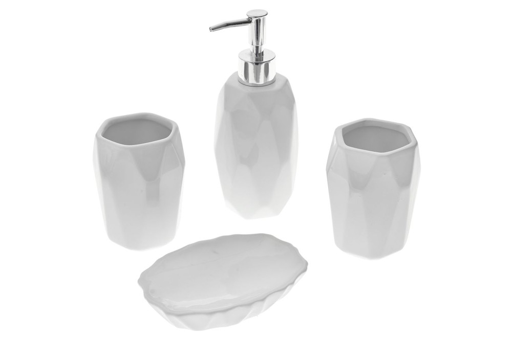 ΛΕΥΚΟ ΚΕΡΑΜΙΚΟ ΑΞΕΣΟΥΑΡ ΜΠΑΝΙΟΥ ΣΕΤ 4ΤΕΜ ΛΕΥΚΟ ΚΕΡΑΜΙΚΟ ΑΞΕΣΟΥΑΡ ΜΠΑΝΙΟΥ ΣΕΤ 4ΤΕΜ