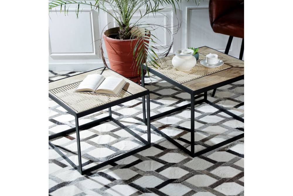 ΞΥΛΙΝΟ ΚΑΙ ΜΕΤΑΛΛΙΚΟ ΤΡΑΠΕΖΙ ΣΕΤ 2 50Χ40 44Χ36ΕΚ