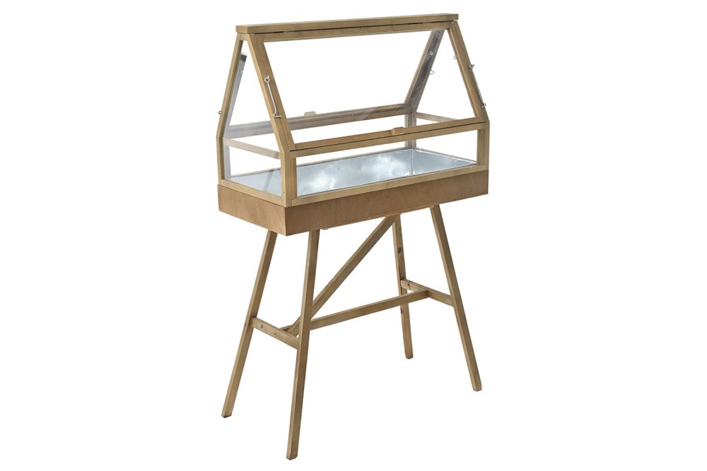 ΞΥΛΙΝΟ ΘΕΡΜΟΚΗΠΙΟ ΣΕ ΒΑΣΗ 83Χ40Χ132 ΕΚ ΜΕ ΓΥΑΛΙΝΑ ΠΑΡΑΘΥΡΑ