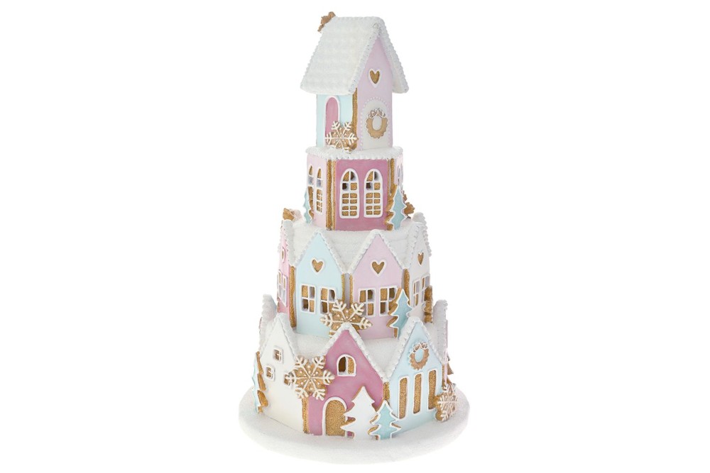 ΠΟΛΥΧΡΩΜΟ GINGERBREAD ΣΠΙΤΙ ΜΕ LED ΦΩΣ 25Χ25Χ41ΕΚ