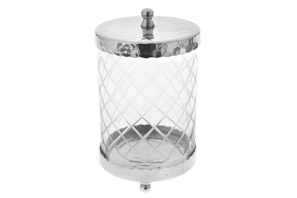 ΓΥΑΛΙΝΟ ΒΑΖΟ ΜΕ ΑΣΗΜΙ ΜΕΤΑΛΙΚΗ ΒΑΣΗ ΚΑΙ ΚΑΠΑΚΙ 11x18EK