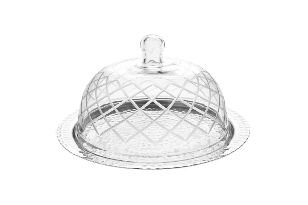 ΑΣΗΜΙ ΣΤΡΟΓΓΥΛΟΣ ΜΕΤΑΛΛΙΚΟΣ ΔΙΣΚΟΣ ΜΕ ΓΥΑΛΙΝΗ ΚΑΜΠΑΝΑ 28x18EK