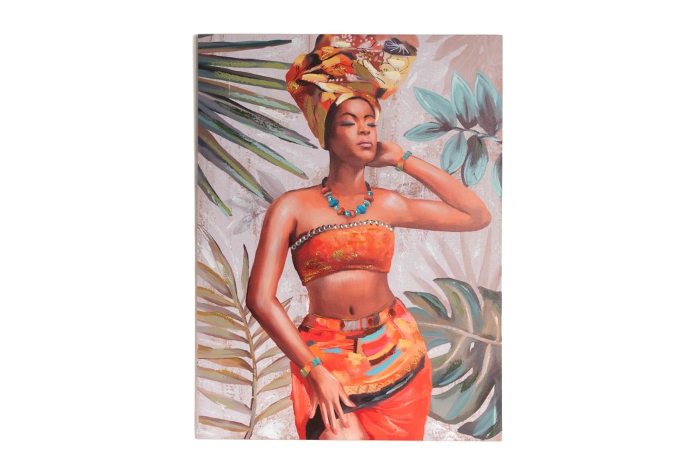 ΠΙΝΑΚΑΣ ΕΛΑΙΟΓΡΑΦΙΑ ΣΕ ΤΥΠΩΜΕΝΟ ΚΑΜΒΑ ΜΕ ΑΦΡΙΚΑΝΑ ΓΥΝΑΙΚΑ  90Χ3Χ120ΕΚ