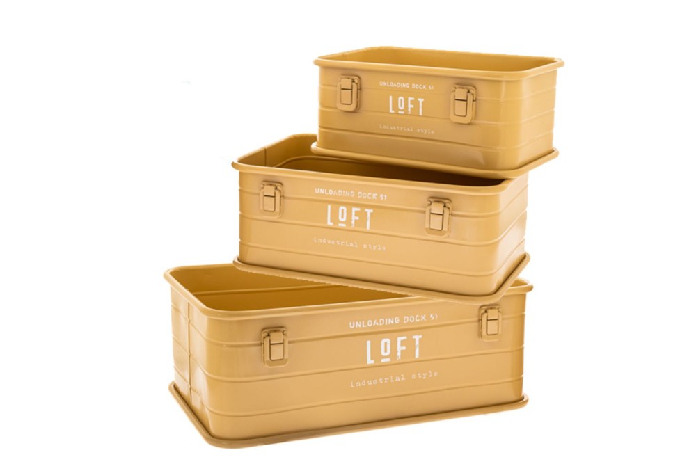 ΣΕΤ 3 ΚΙΤΡΙΝΑ ΜΕΤΑΛΛΙΚΑ ΚΟΥΤΙΑ 46Χ31Χ19 39Χ26Χ17 32Χ21Χ15ΕΚ