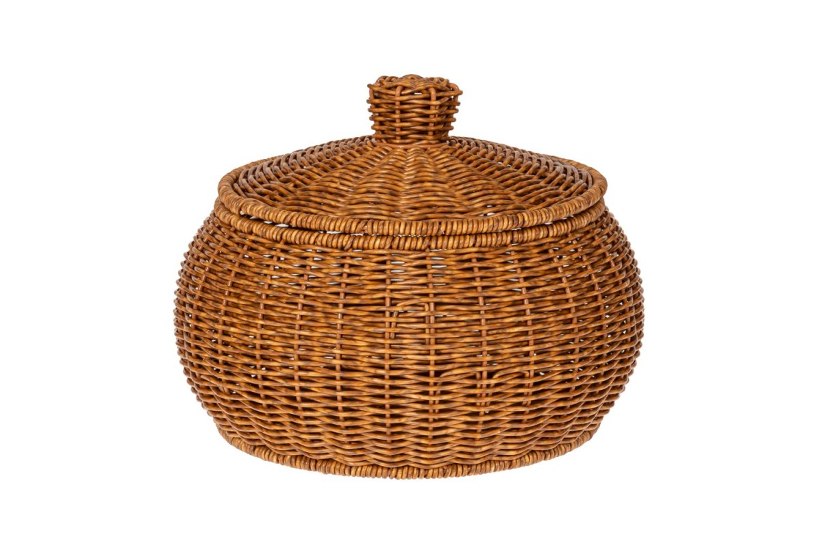 ΚΑΛΑΘΙ ΜΕ ΚΑΠΑΚΙ ΚΑΦΕ RATTAN ΠΛΑΣΤΙΚΟ Φ29x21,5cm.