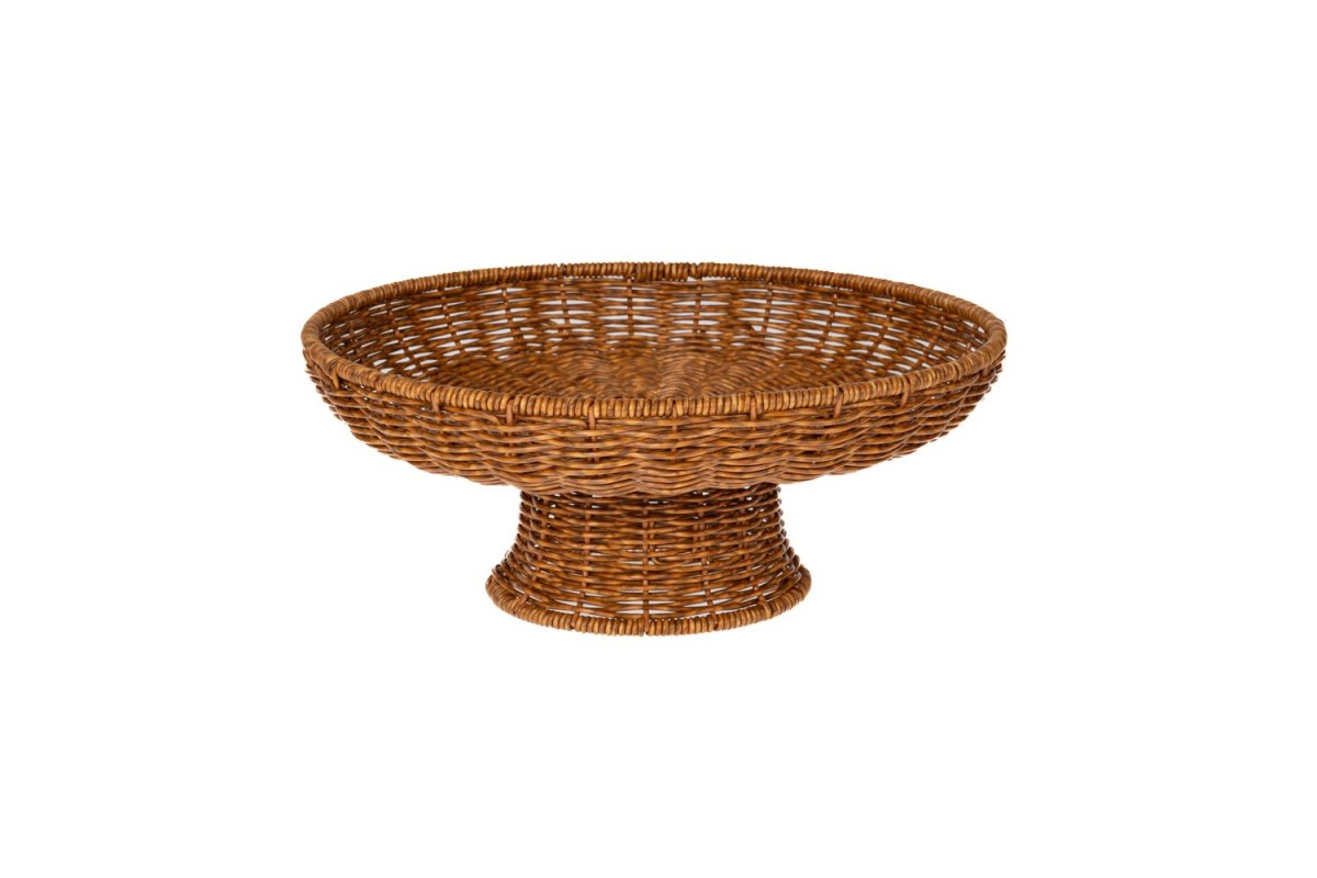 ΔΙΣΚΟΣ ΜΕ ΠΟΔΙ ΚΑΦΕ RATTAN ΠΛΑΣΤΙΚΟ Φ32x12,5cm.