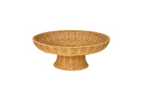 ΔΙΣΚΟΣ ΜΕ ΠΟΔΙ ΚΡΕΜ RATTAN ΠΛΑΣΤΙΚΟ Φ32x12,5cm.