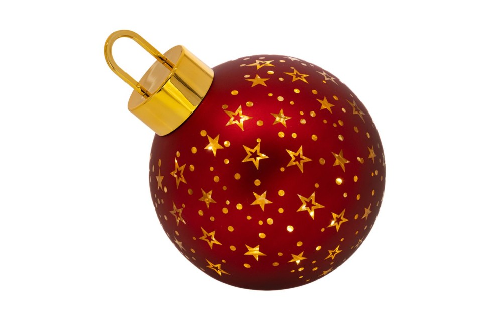 ΚΟΚΚΙΝΗ ΓΥΑΛΙΝΗ ΜΠΑΛΑ ΜΕ ΑΣΤΕΡΙΑ ΚΑΙ LED ΦΩΣ ΜΠΑΤΑΡΙΑΣ Φ25ΕΚ