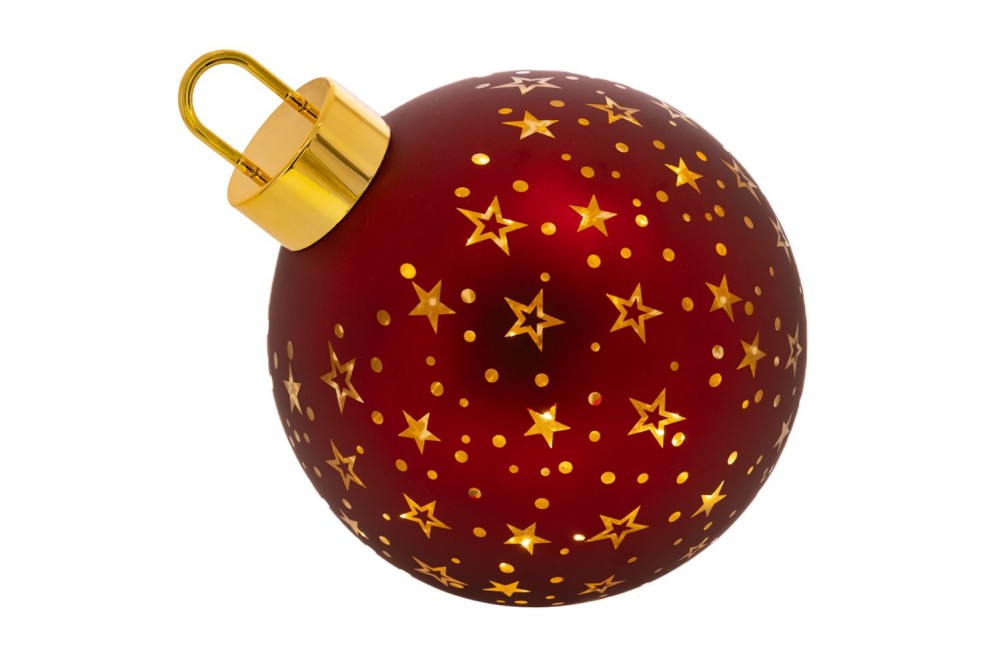 ΚΟΚΚΙΝΗ ΓΥΑΛΙΝΗ ΜΠΑΛΑ ΜΕ ΑΣΤΕΡΙΑ ΚΑΙ LED ΦΩΣ ΜΠΑΤΑΡΙΑΣ Φ30ΕΚ