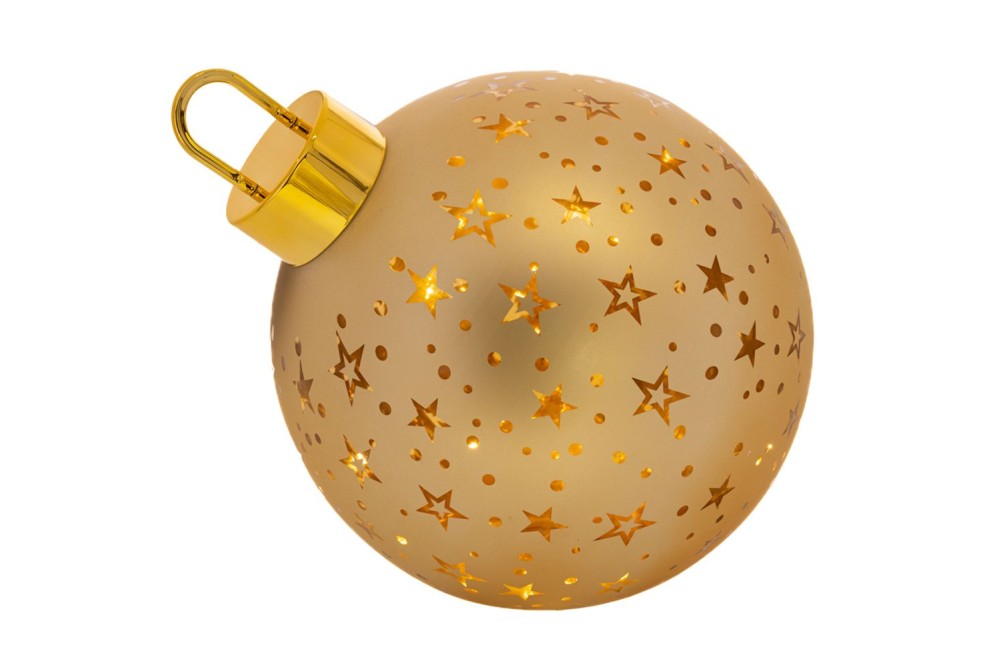 ΧΡΥΣΗ ΓΥΑΛΙΝΗ ΜΠΑΛΑ ΜΕ ΑΣΤΕΡΙΑ ΚΑΙ LED ΦΩΣ ΜΠΑΤΑΡΙΑΣ Φ30ΕΚ