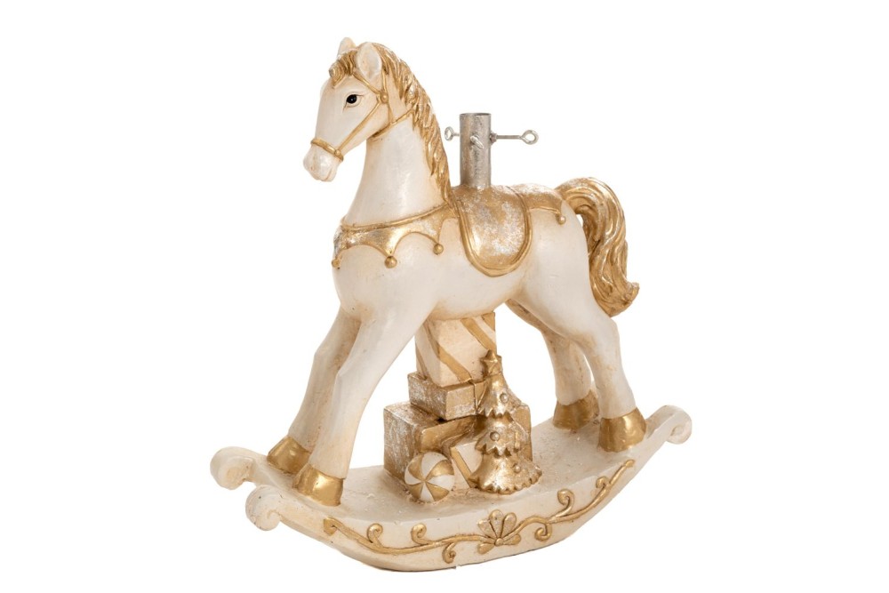 ΛΕΥΚΗ ΧΡΥΣΗ ΚΕΡΑΜΙΚΗ ΒΑΣΗ ΔΕΝΤΡΟΥ ΣΕ ΣΧΗΜΑ  ΚΟΥΝΙΣΤΟ ΑΛΟΓΟ 42Χ42Χ44 ΕΚ