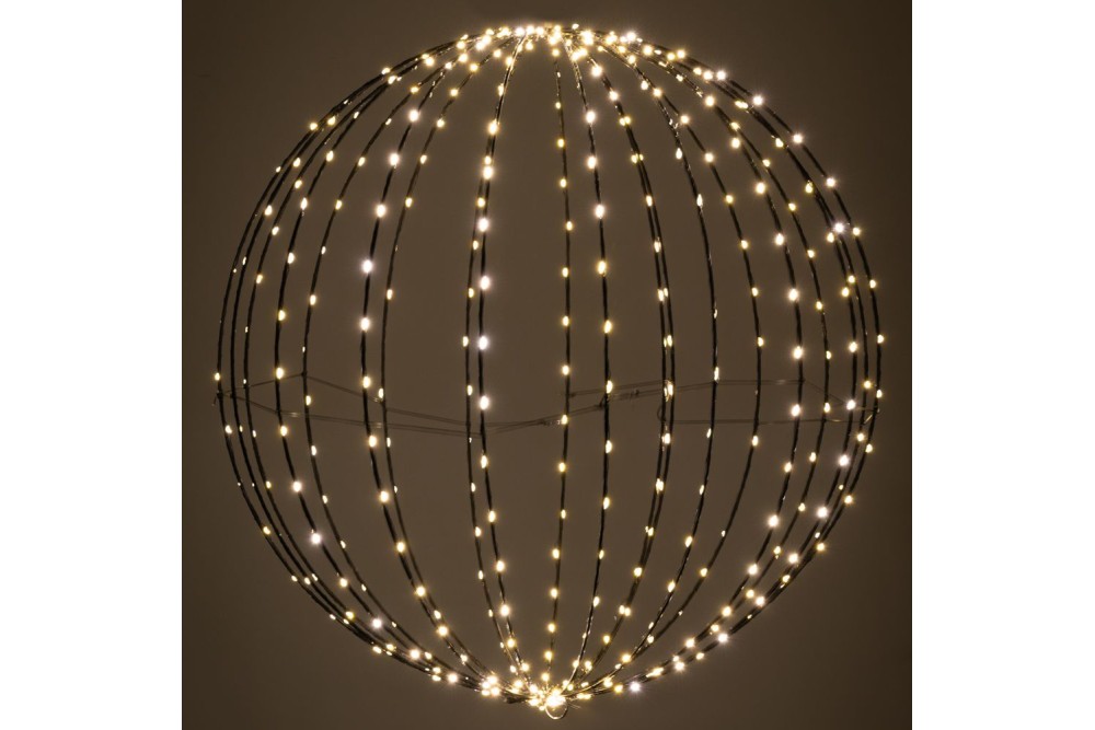 ΜΑΥΡΗ ΜΕΤΑΛΛΙΚΗ ΜΠΑΛΑ Φ60ΕΚ ΜΕ 400 LED ΛΑΜΠΑΚΙΑ ΘΕΡΜΟ ΛΕΥΚΟ