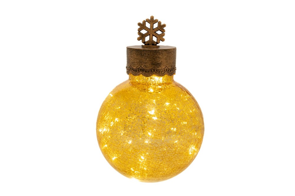 ΧΡΥΣΗ ΑΝΤΙΚΕ ΓΥΑΛΙΝΗ ΦΩΤΙΖΟΜΕΝΗ ΜΠΑΛΑ ΜΕ ΧΙΟΝΟΝΙΦΑΔΑ ΣΤΗΝ ΚΟΡΥΦΗ Φ17Χ26,5ΕΚ ΜΠΑΤΑΡΙΑΣ