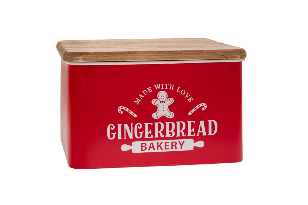 ΚΟΚΚΙΝΟ ΜΕΤΑΛΛΙΚΟ ΔΟΧΕΙΟ 30X20X19 ΜΕ ΞΥΛΙΝΟ ΚΑΠΑΚΙ