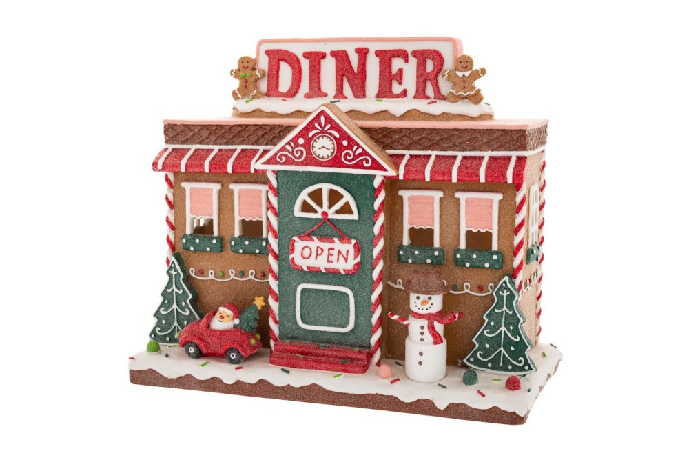 ΦΩΤΙΖΟΜΕΝΟ GINGERBREAD ΠΟΛΥΡΕΖΙΝ DINER 30Χ15Χ26ΕΚ