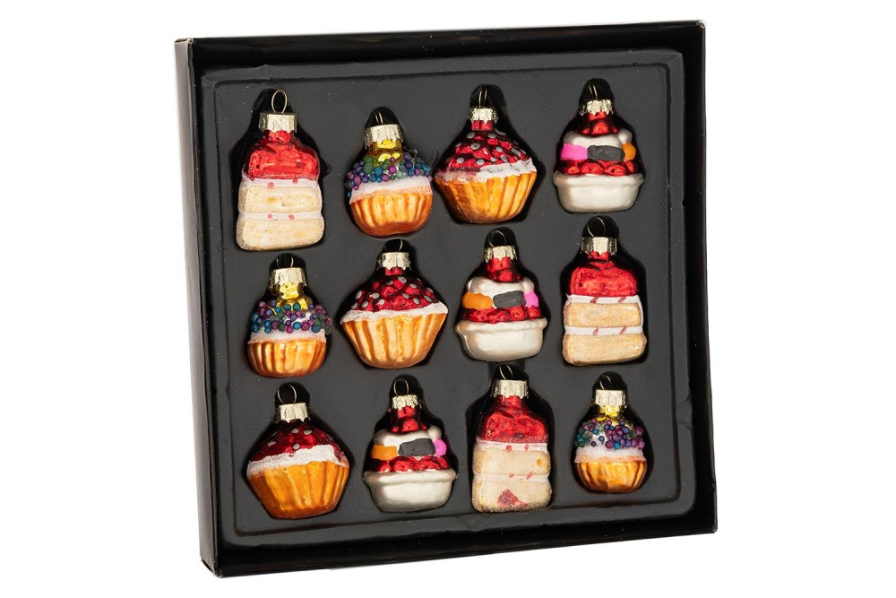 ΣΕΤ 12 ΠΟΛΥΧΡΩΜΟ ΓΥΑΛΙΝΟ ΚΡΕΜΑΣΤΟ ΣΤΟΛΙΔΙ CUPCAKE 4ΕΚ