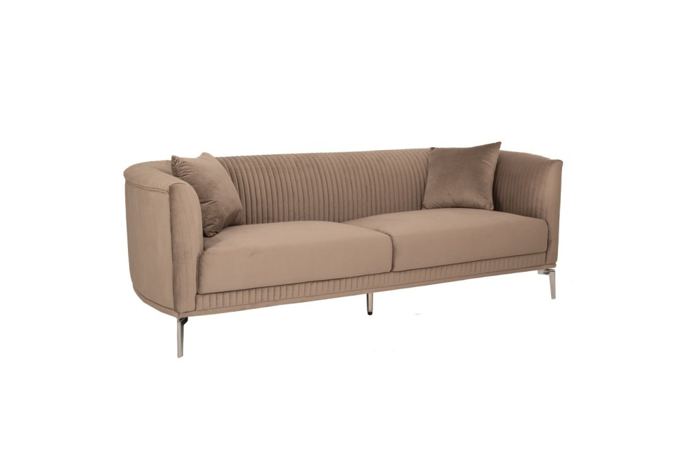 ΚΑΦΕ ΒΕΛΟΥΔΙΝΟΣ 3ΘΕΣΙΟΣ ΚΑΝΑΠΕΣ ΜΕ ΑΣΗΜΙ ΜΕΤΑΛΛΙΚΑ ΠΟΔΙΑ 220Χ96Χ73ΕΚ LEGS KD