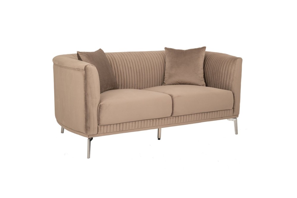 ΚΑΦΕ ΒΕΛΟΥΔΙΝΟΣ 2ΘΕΣΙΟΣ ΚΑΝΑΠΕΣ ΜΕ ΑΣΗΜΙ ΜΕΤΑΛΛΙΚΑ ΠΟΔΙΑ 170Χ96Χ76ΕΚ LEGS KD