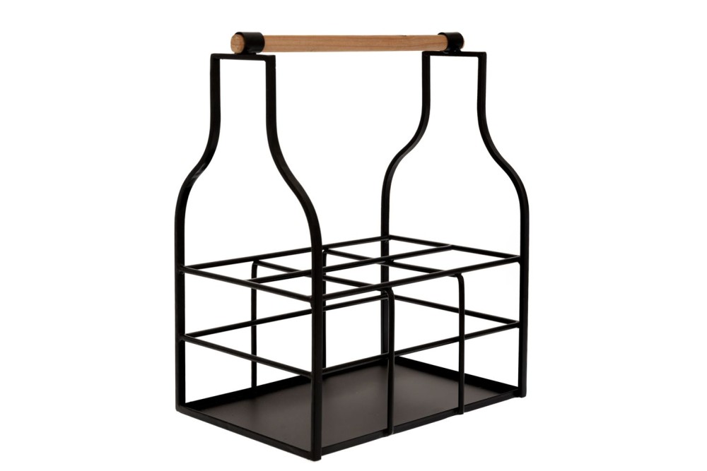 ΜΑΥΡΗ ΜΕΤΑΛΛΙΚΗ ΜΠΟΥΚΑΛΟΘΗΚΗ 6 ΘΕΣΕΩΝ ΜΕ ΞΥΛΙΝΟ ΧΕΡΟΥΛΙ 33Χ23Χ40ΕΚ