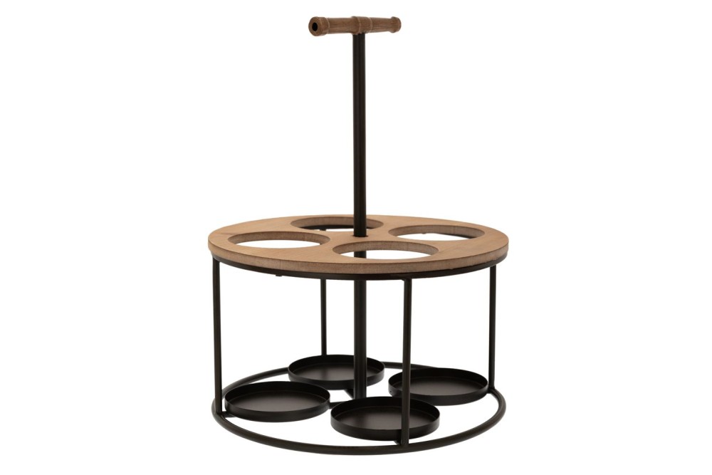 ΜΑΥΡΗ ΜΕΤΑΛΛΙΚΗ ΣΤΡΟΓΓΥΛΗ ΜΠΟΥΚΑΛΟΘΗΛΗ 4 ΘΕΣΕΩΝ ΜΕ ΞΥΛΙΝΕΣ ΛΕΠΤΟΜΕΡΕΙΕΣ 30Χ30Χ39,5ΕΚ