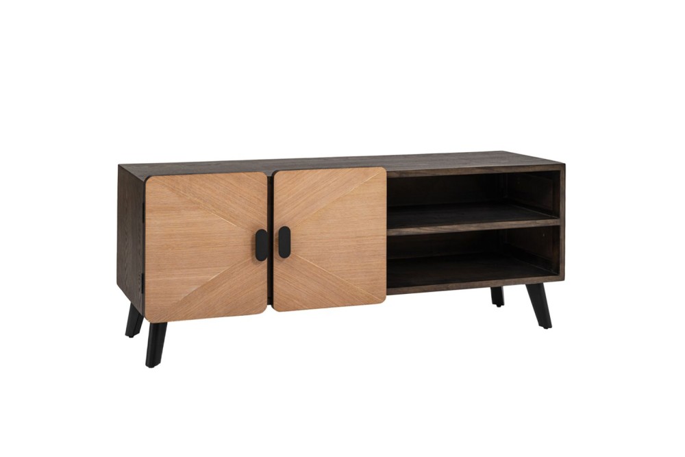 ΞΥΛΙΝΗ ΚΟΝΣΟΛΑ ΤΗΛΕΟΡΑΣΗΣ ΜΕ ΜΑΥΡΑ ΜΕΤΑΛΛΙΚΑ ΠΟΔΙΑ 150Χ40Χ58ΕΚ