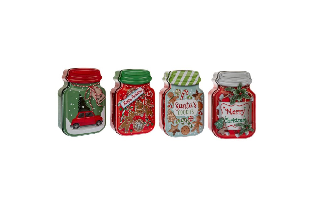 ΠΡΑΣΙΝΟ  ΚΟΚΚΙΝΟ ΜΕΤΑΛΛΙΚΟ ΚΟΥΤΙ ΧΡΙΣΤΟΥΓΕΝΝΙΑΤΙΚΟ ΜΠΟΥΚΑΛΙ 15Χ10Χ5ΕΚ 4 ΣΧΕΔΙΑ