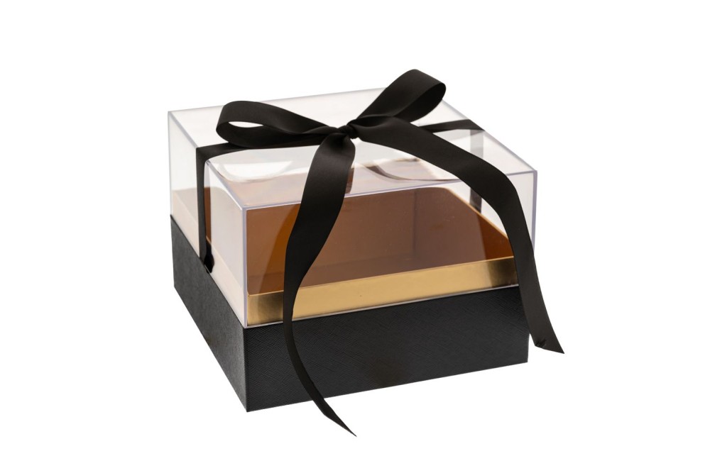 ΔΙΑΦΑΝΟ ΚΟΥΤΙ ΔΩΡΟΥ ΜΕ ΜΑΥΡΗ ΒΑΣΗ ΚΑΙ ΚΟΡΔΕΛΑ 19,5Χ19,5Χ14ΕΚ