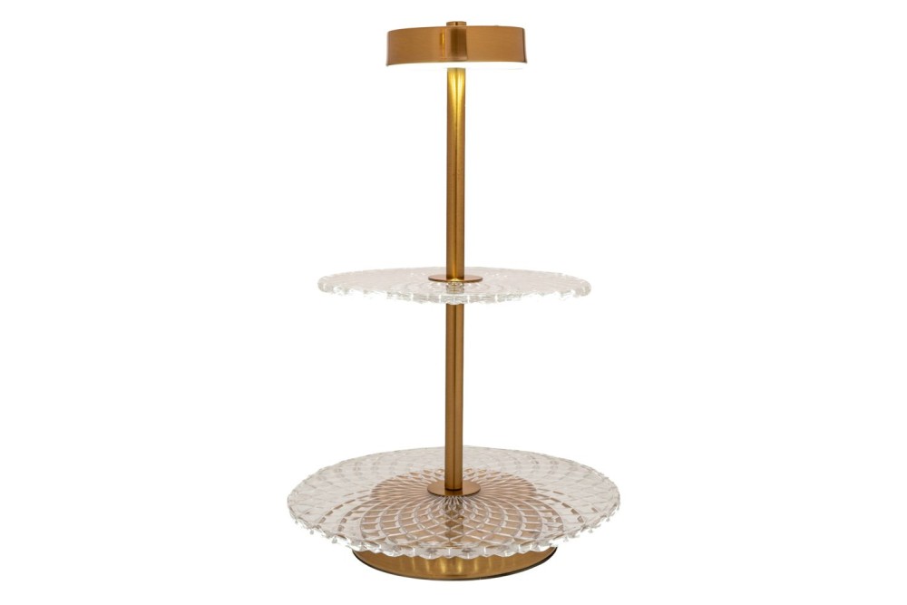 ΔΙΟΡΟΦΗ ΓΥΑΛΙΝΗ ΠΙΑΤΕΛΑ ΣΕ ΧΡΥΣΗ ΜΕΤΑΛΛΙΚΗ ΒΑΣΗ ΜΕ ΛΑΜΠΑ USB Φ25 20Χ40ΕΚ