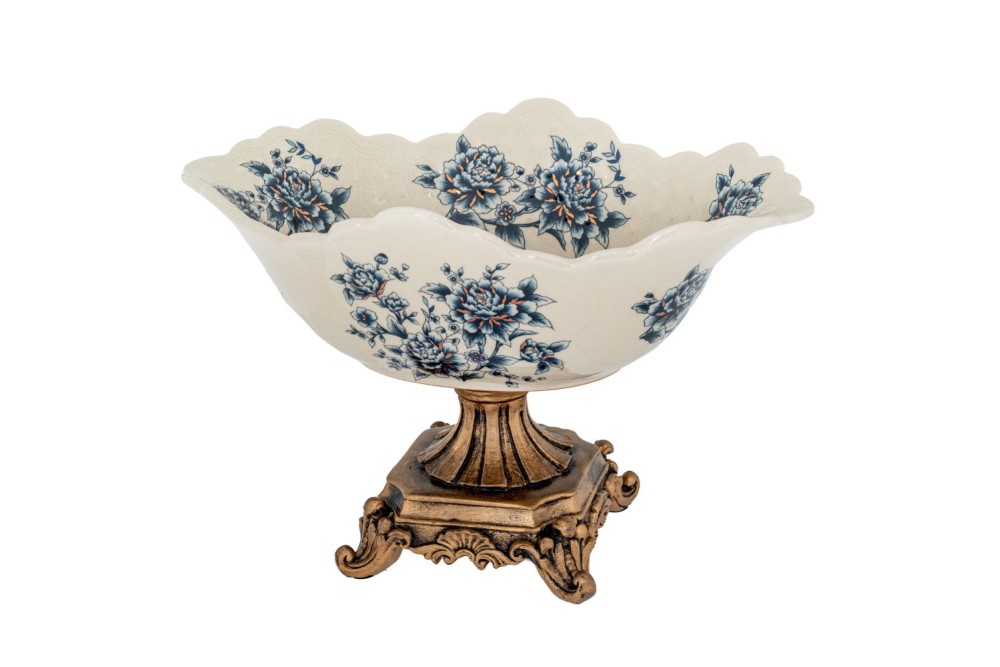 ΛΕΥΚΟ ΔΙΑΚΟΣΜΗΤΙΚΟ ΦΛΟΡΑΛ ΠΟΛΥΡΕΖΙΝ ΜΠΩΛ ΣΕ ΧΡΥΣΗ ΒΑΣΗ 32Χ20ΕΚ ΟΒΑΛ