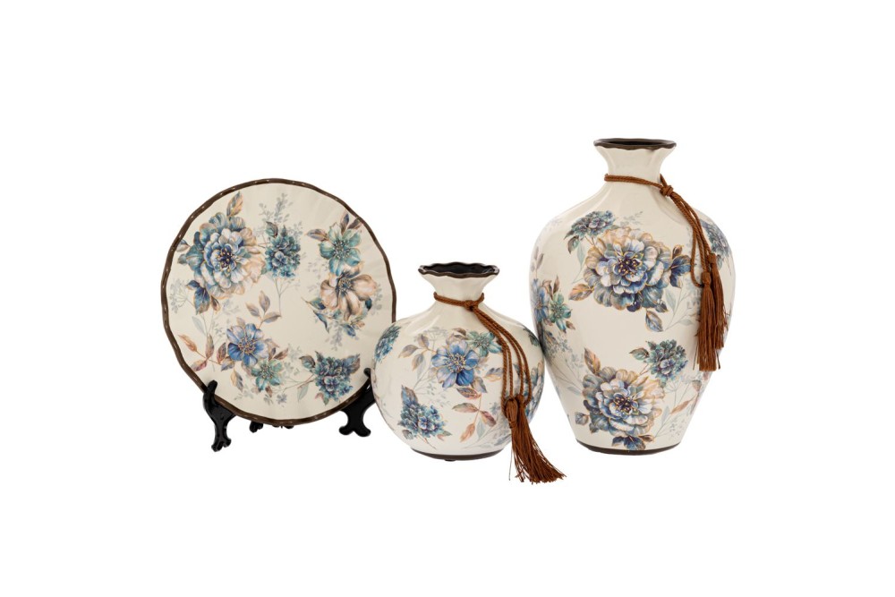 ΣΕΤ 3 ΛΕΥΚΑ ΚΕΡΑΜΙΚΑ ΕΠΙΤΡΑΠΕΖΙΑ ΔΙΑΚΟΣΜΗΤΙΚΑ ΜΕ ΛΟΥΛΟΥΔΙΑ 14Χ14Χ22 13Χ13Χ15 20Χ20Χ2ΕΚ