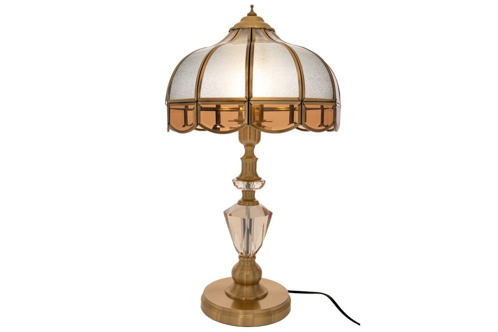 ΕΠΙΤΡΑΠΕΖΙΟ ΛΑΜΠΑΤΕΡ Φ28Χ56ΕΚ ΜΕ ΓΥΑΛΙΝΟ ΚΑΠΕΛΟ ΣΕ ΧΡΥΣΗ ΜΕΤΑΛΛΙΚΗ ΒΑΣΗ