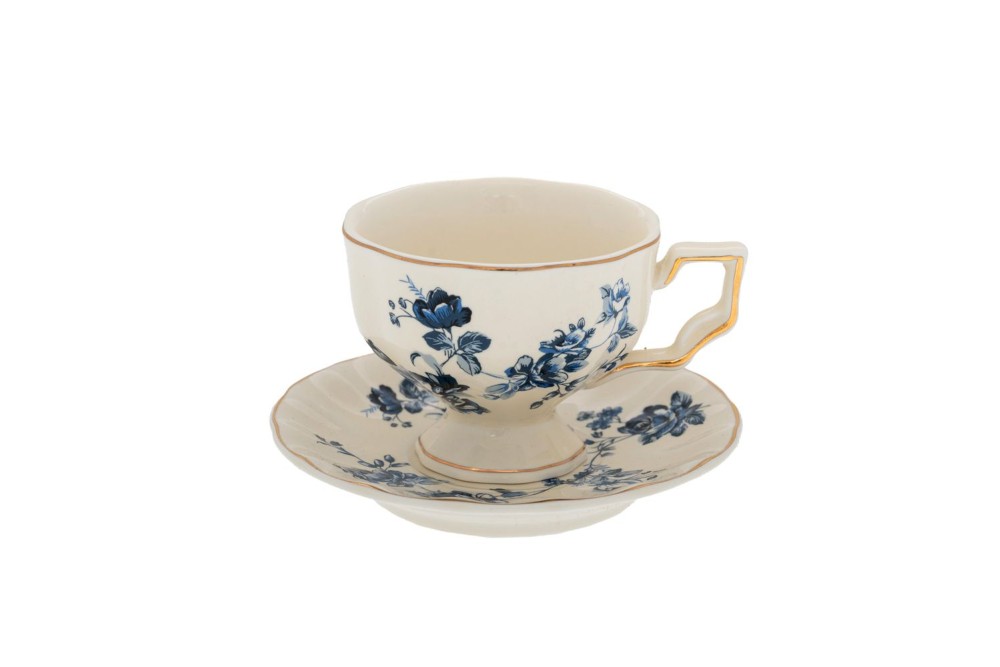 ΛΕΥΚΟ ΚΕΡΑΜΙΚΟ ΦΛΥΤΖΑΝΙ ΜΕ ΠΙΑΤΑΚΙ  ΜΕ ΜΠΛΕ ΛΟΥΛΟΥΔΙΑ 80ml.