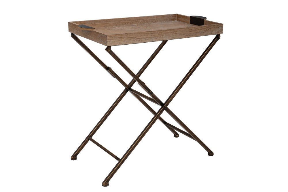 ΞΥΛΙΝΟ ΤΡΑΠΕΖΑΚΙ ΜΕ ΔΙΣΚΟ ΚΑΙ ΜΕΤΑΛΛΙΚΑ ΠΟΔΙΑ 75,5Χ40Χ75,5ΕΚ