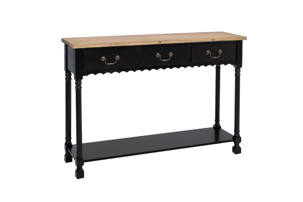 ΜΑΥΡΗ ΞΥΛΙΝΗ ΚΟΝΣΟΛΑ ΜΕ ΞΥΛΙΝΗ ΕΠΙΦΑΝΕΙΑ 120Χ33Χ83ΕΚ